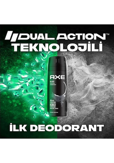 Axe Erkek Deodorant & Bodyspray Black 48 Saat Etkileyici Koku Vücut Spreyi 150 Ml