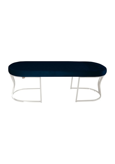 Viego Silver Smooth- Mavi Kapitoneli Model Puf & Bench & Koltuk- Oturak-uzun Makyaj Puff-yatak Odası Ucu &önü