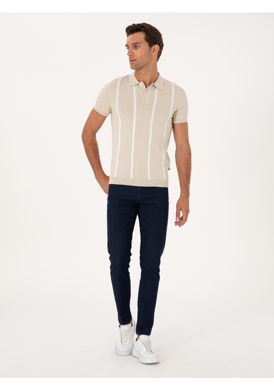 Bej Slim Fit Polo Yaka Triko T-shirt