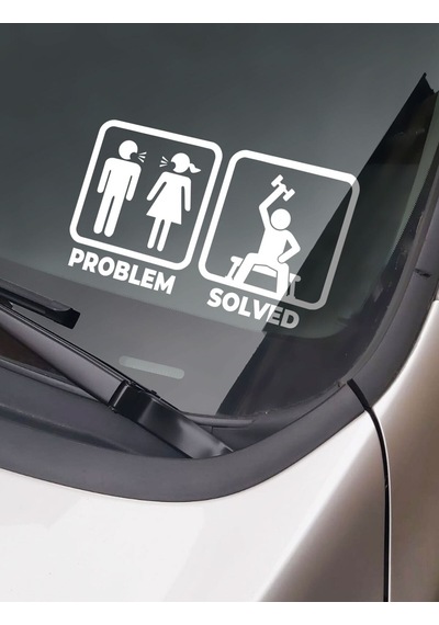 Problem Çözüldü Problem Solved Oto Cam Sticker 20 Cm