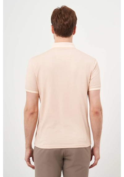 Morven Erkek Somon Trend Merserize Düz Düğmeli Yaka Dynamic Fit T-shirt 24ys018011156 Somon