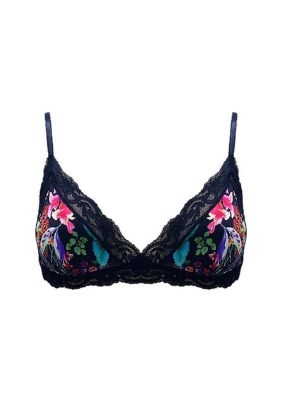 Deep Secret Çiçekli Yakaları Siyah Dantelli Bralet Ds200475br 001