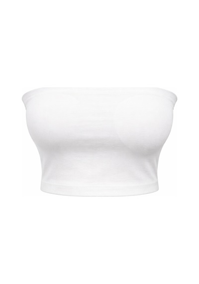 Mixray 2082 Kadın Straplez Basic Crop Top Bluz Beyaz
