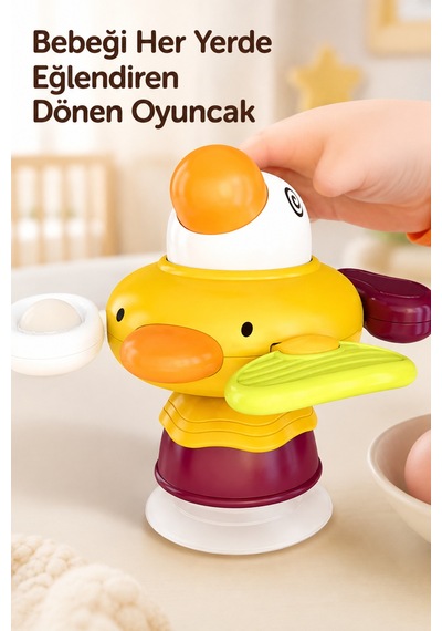 Neşeli Ördek Vakumlu Döner Duyusal Bebek Aktivite Ve Mama Sandalyesi Oyuncağı Çok Renkli