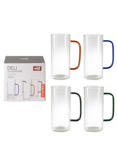 Vidrex Deli Glassware Borosilikat Cam Renkli 4lü Kupa Seti - Gpb31-380/l4 Çok Renkli