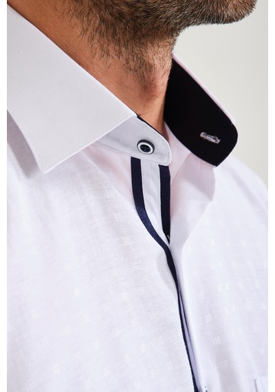 Klasik Kısa Kol Açık Zemin Kutu Desen Keten Cotton Hediye Kutulu Erkek Gömlek Fs-000745 - Beyaz Lacivert-1672 Klasik Kısa Kol Açık Zemin Kutu Desen Keten Cotton Hediye Kutulu Erkek Gömlek Fs-000745 - Beyaz Lacivert-1672