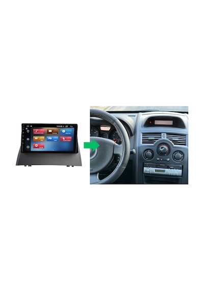 Renault Megane 2 Araç Multimedya Android Ekran Carplay Double Teyp 2+32 9" 04-08 Black Blueway