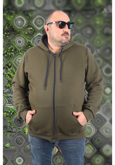 Moc Grande Mocgrande Büyük Beden Unisex Kapüşonlu 3Ip Sweat 11701 Hakı Haki