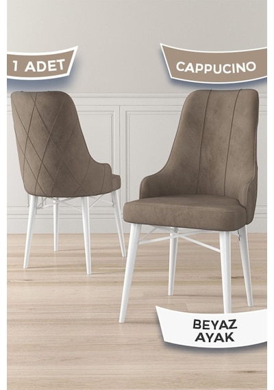 Canisa Concept Neta Serisi, 1.sınıf Babyface Kumaş Cappucino Sandalye, Beyaz Gürgen Ayak Sandalye Cappucıno Ayakları Beyaz