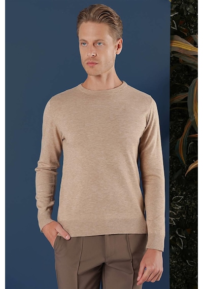 Efor Tr 858 Slim Fit Bej Klasik Triko Bej