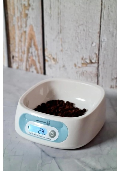 Tr Dijital Kedi Köpek Mama Ve Su Kabı, Elektronik Beslenme Kabı, 2kg Kapasiteli, 1g Hassasiyetli, Beyaz