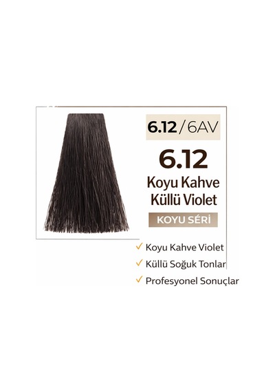 Dna Saç Boyası Kalıcı Prof Krem Boya Yoğun Pigment & Parlaklık 6.12 Koyu Kumral Küllü Viyole 100ml