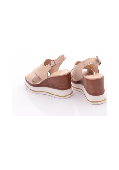Dgn 722-24170 Kadin Mega Kalin Taban Sandalet Bej
