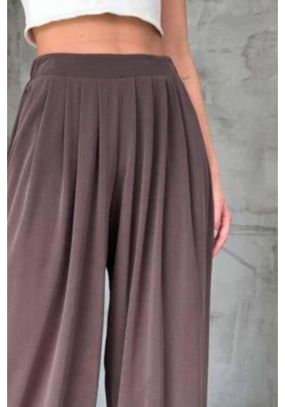 Feela Moda Premium Modal Kumaş Pileli Şalvar Kadın Pantolon 2012 Vizon