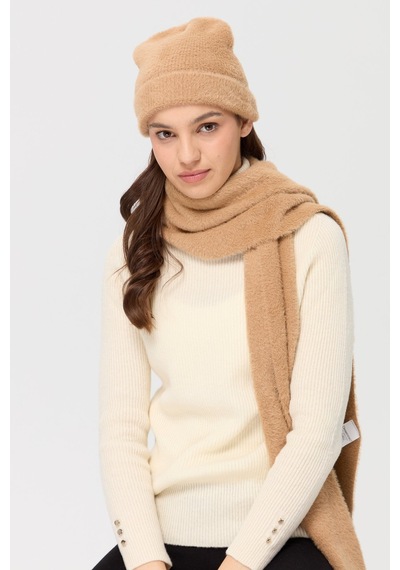 Desen Triko Kadın Triko Afrodit Bere Camel Camel