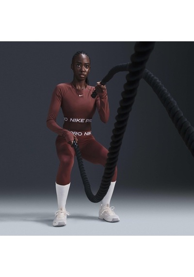 Nike Pro Dri-fıt 365 Crop Ls Kadın Sweatshirt-sportxoutlet Kahverengi