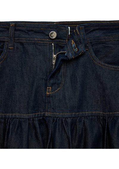 Koton Normal Bel Cep Detaylı Rahat Kesim Büzgülü Volanlı Denim Uzun Etek Raw 7wal70020md 63x Koton Normal Bel Cep Detaylı Rahat Kesim Büzgülü Volanlı Denim Uzun Etek Raw 7wal70020md 63x