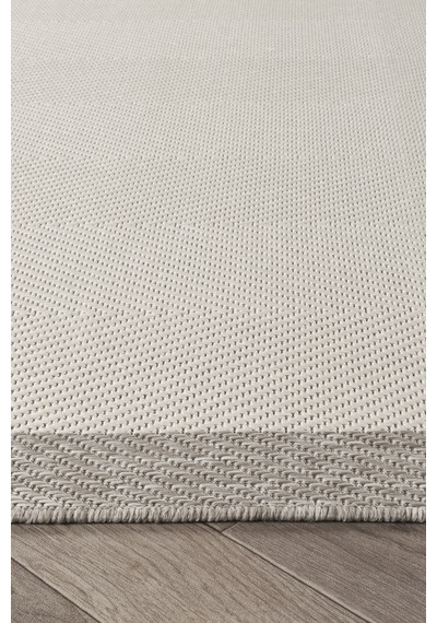 Sisalux 3086 Beyaz Gri Yuvarlak Sisal Dokuma Jüt Kilim Hav Toz Vermez Mutfak Oturma Odası Halısı Beyaz - Gri