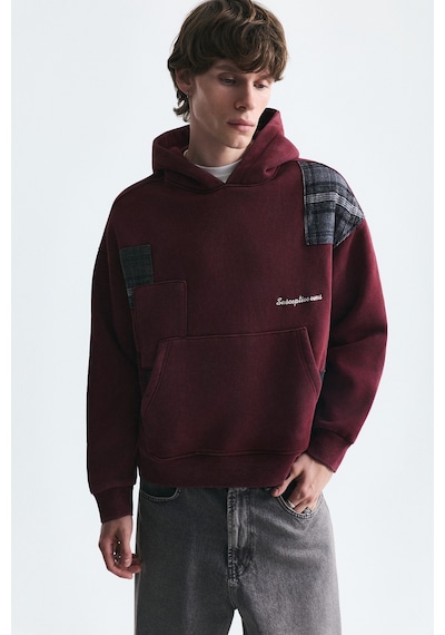 Vamos Boxy Fit Yama Detaylı Sweatshirt Bordo