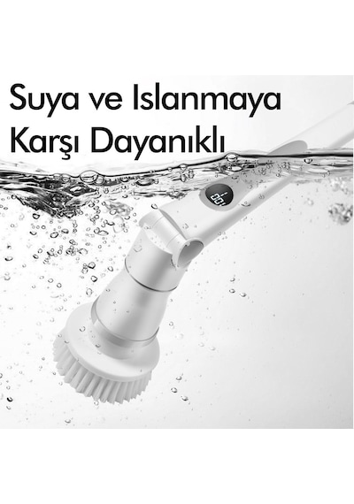 Kablosuz Şarjlı Temizlik Fırçası 8 Başlıklı 3 Kademe Hız Ayarlı Teleskopik Çok Amaçlı Ev Cihazı