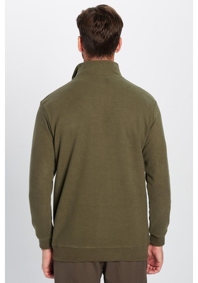 Tudors Unisex Relax Fit Rahat Kesim Pamuklu Yarım Fermuarlı Haki Dik Yaka Sweatshirt-31976 Haki Tudors Unisex Relax Fit Rahat Kesim Pamuklu Yarım Fermuarlı Haki Dik Yaka Sweatshirt-31976 Haki