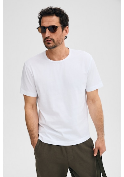Grimelange Axıon Erkek %100 Organik Pamuklu Yuvarlak Yakalı Regular Fit Beyaz T-shirt