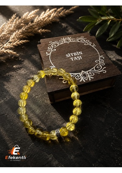 Sitrin Taşı Bileklik Ahşap Kutulu Çok Renkli