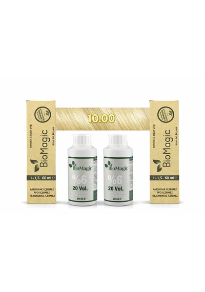 Biomagic 10.00 Açık Sarı Organik İçerikli Amonyaksız Kalıcı Saç Boyası 2 Boya 2 Oksidan