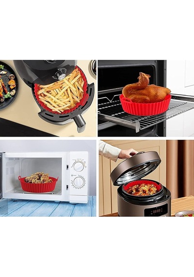 İndecor Houseware Airfryer Silikon Pişirme Kalıbı Hava Fritözü Kalıbı Air Fryer Aksesuar Pişirme Kağıdı Kırmızı Diğer