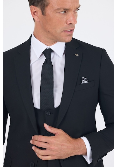 İmza Siyah Mono Yaka Astarlı Çift Yırtmaç Esnek 6 Drop Slim Fit Basic Yelekli Takım Elbise 1001255186 İmza Siyah Mono Yaka Astarlı Çift Yırtmaç Esnek 6 Drop Slim Fit Basic Yelekli Takım Elbise 1001255186