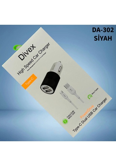 Divex 2.4 Amper 12w Dual Araç Şarj Cihazı Siyah Da-302