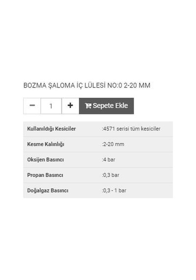 Yıldız 45701 Bozma Şaloması İç Lülesi No:0  2-20 MM