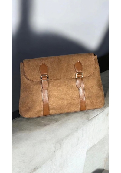Glemix Frida Taba Süet Vintage Kadın El Ve Omuz Çantası Taba