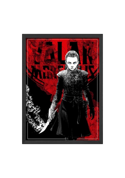 Valar Morghulis Arya Stark Siyah Ahşap Çerçeveli Poster, Dekoratif Dizi Duvar Tablosu