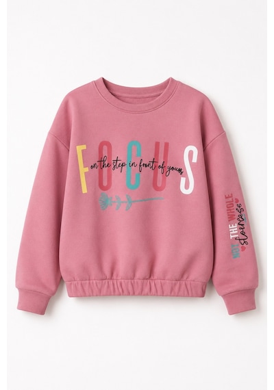 Fesshera Kids Kız Çocuk Sweatshirt Beli Lastikli Bisiklet Yaka Uzun Kollu Baskılı Kışlık Pamuklu Sweatshirt Pudra Fesshera Kids Kız Çocuk Sweatshirt Beli Lastikli Bisiklet Yaka Uzun Kollu Baskılı Kışlık Pamuklu Sweatshirt Pudra