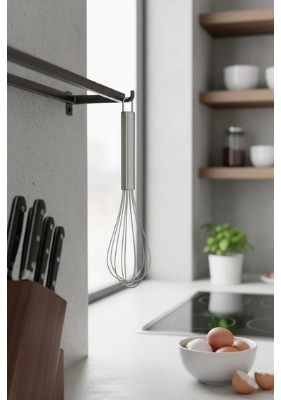 Metal Mutfak Seti 2 Li 30 Cm Çelik Çırpıcı + 16 Cm Metal Saplı Kevgir Süzgeç Seti Diğer