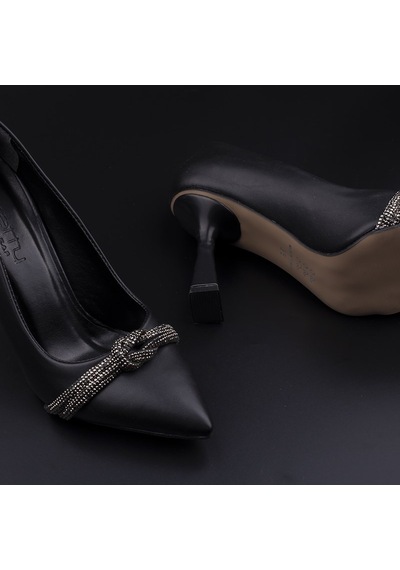 M2s Siyah Kadın Taş Detaylı Stiletto Siyah