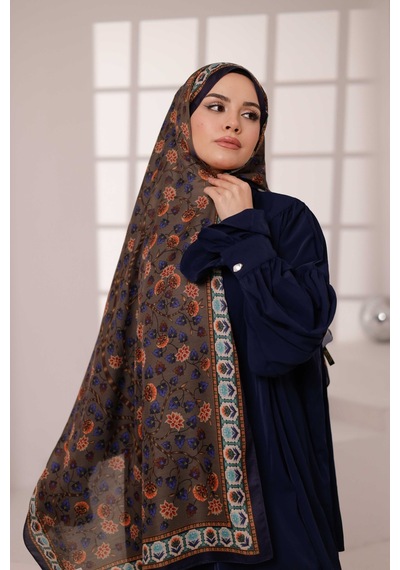 Mimiyum Alya Desen Soft Şal Acı Kahve