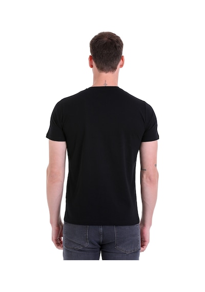 Hatemoğlu Siyah Düz Slim Fit 100% Pamuk V Yaka Tişört Siyah