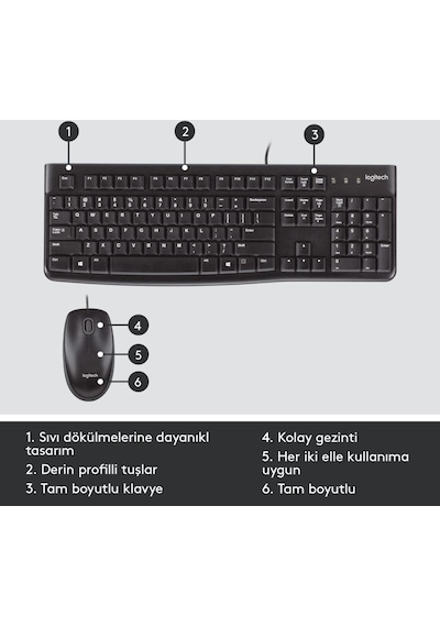 Logitech MK120 SET Q TR SIYAH Klavye 920-002560