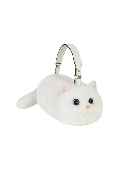 Bear & Deer Pelüş Kedi Şeklinde El Çantası Beyaz - Bd-cat006 Beyaz