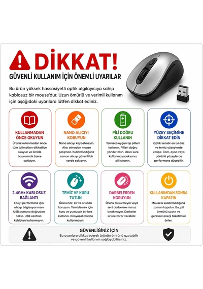 Kablosuz Optik Mouse: 2.4ghz Usb Nano Alıcı, Ergonomik Tasarım, Sessiz Kaydırma Tekerleği Ve Uzun Pil Ömürlü Gümüş-siyah Ofis Ve Oyun Mouse