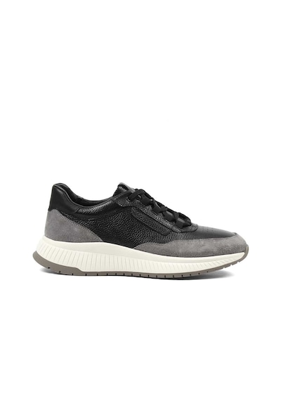 Erkek Siyah Gri Süet Deri Sneaker