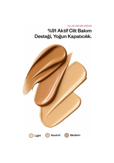 All In One Bb Cream Light Spf 50+ Yüksek Kapatıcılık Nemlendirici Ton Eşitleyici Suya Dayanıklı 50 Ml Çok Renkli