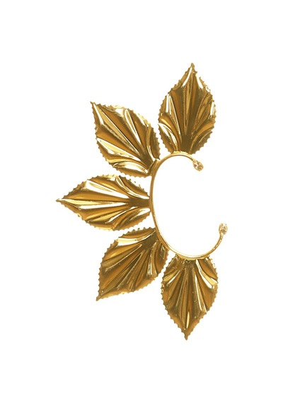 Kadın Altın Renk Lak Kaplama Zirkon Taşlı Yaprak Stilizesi Sağ Kulak Earcuff&kıkırdak Küpe Çok Renkli