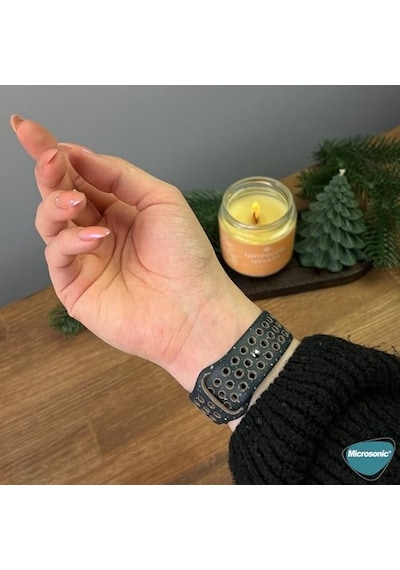 Apple Watch Series 11 42mm İçin Kordon Flame Circle Siyah Watch Series 11 42mm İle Uyumlu Kordon - Siyah