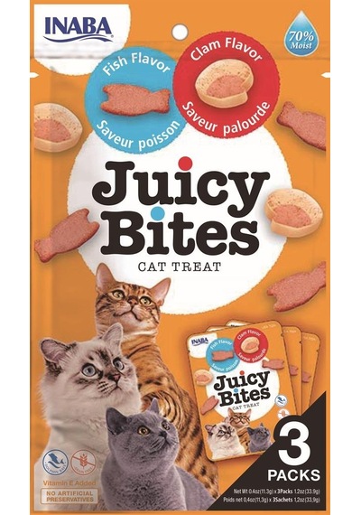 Inaba Juicy Bites Balıklı ve İstiridyeli Kedi Ödül Maması 3 x 33 G