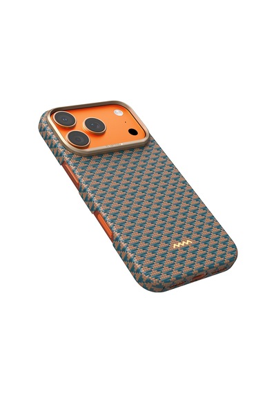Apple Uyumlu iPhone 17 Pro Max  Kılıf M-safe Şarj Özellikli Raptic Aramid Skin Origin Seri Kapak Gold-mavi Mavi - Gold