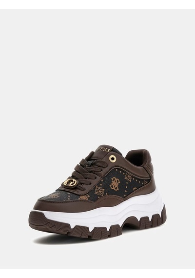 Guess Berrett 4g Ve Peony Logolu Kadın Sneaker Ayakkabı Flfbrtpel12 Kahverengi