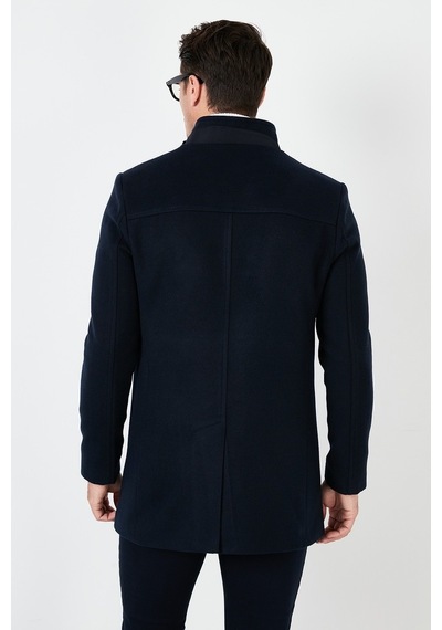 Buratti Slim Fit Düğmeli Dik Yaka Kaşe Erkek Kaban 5840099 Lacivert